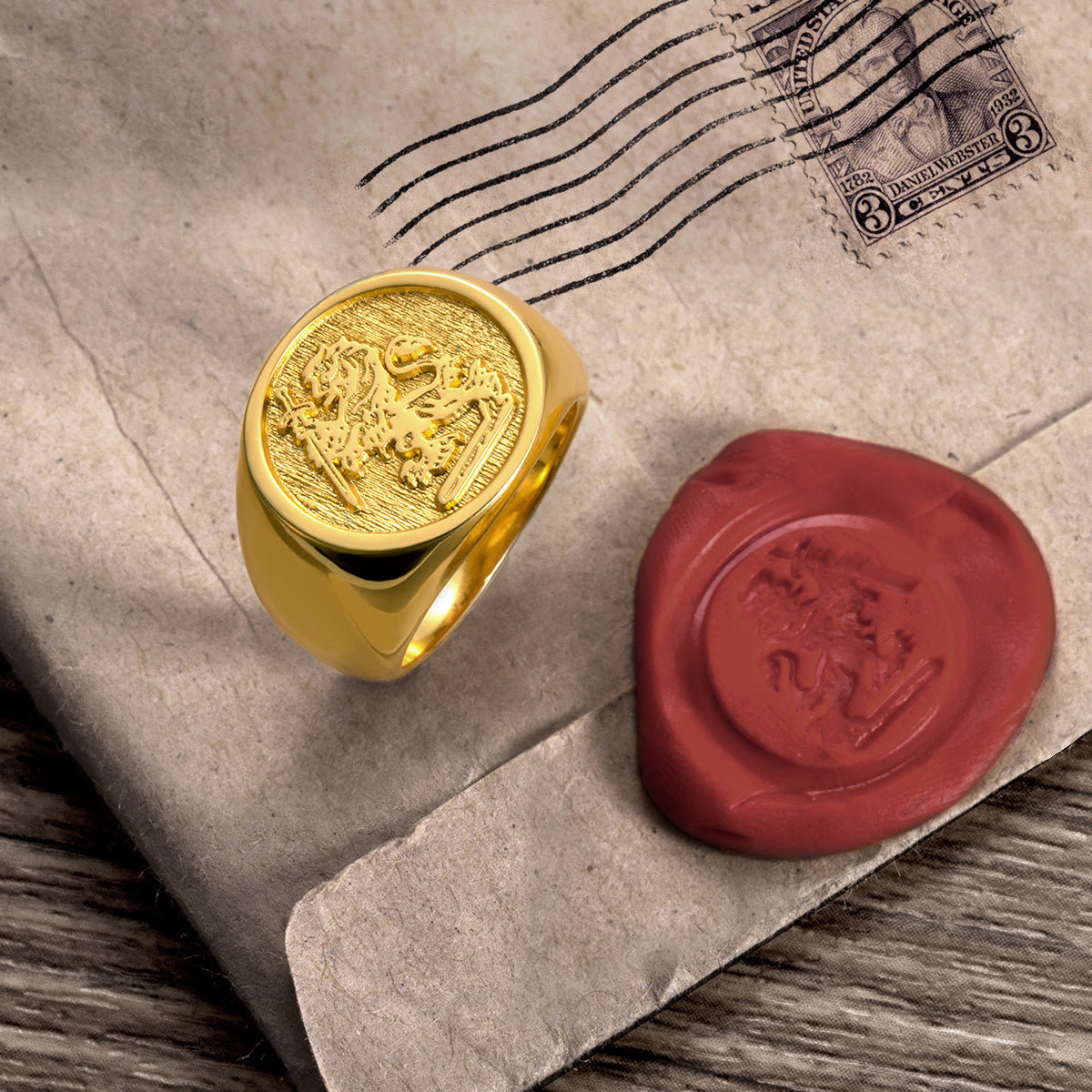 Personalized Wax Seal Family Signet Ring Ti Amo I love you