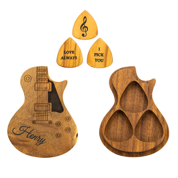 Personalized Wooden Guitar Picks Ti Amo I love you