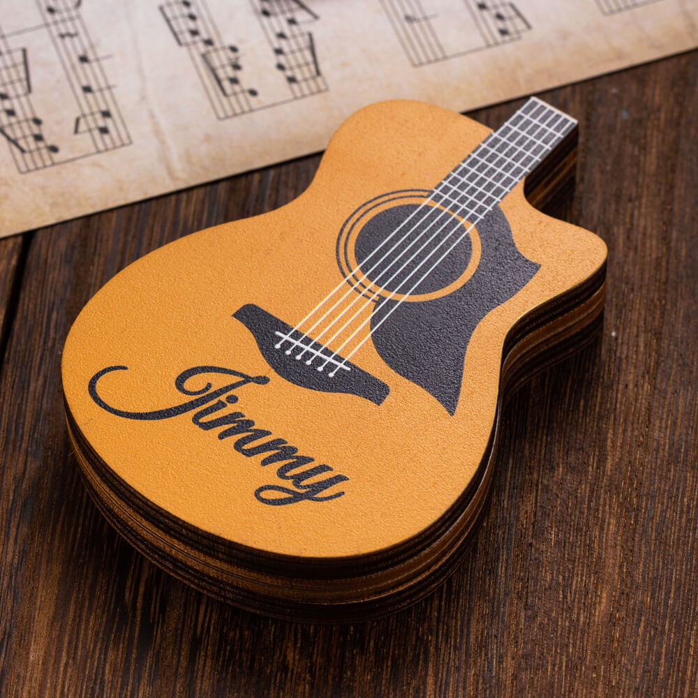 Personalized Wooden Guitar Picks with Case Ti Amo I love you