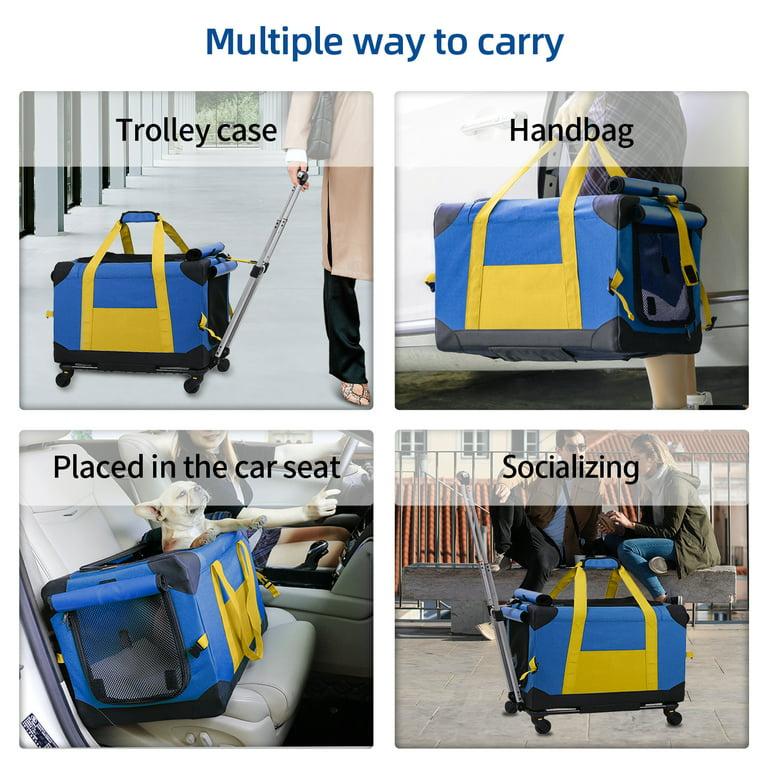 Pet Rolling Carrier with Wheels Pet Travel Carrier Transport Box Dog Strollers for Small Dogs/Cats Up to 28 LBS Ti Amo I love you