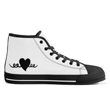 Load image into Gallery viewer, Ti Amo I love you - Exclusive Brand - White - Black Heart High-Top Canvas Shoes - Black Soles
