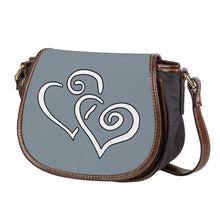 Load image into Gallery viewer, Ti Amo I love you - Exclusive Brand - Regent Grey - Double White Heart - Saddle Bag
