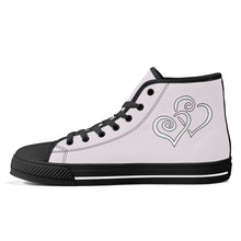 Load image into Gallery viewer, Ti Amo I love you - Exclusive Brand - Prim - Double White Heart High-Top Canvas Shoes - Black Soles
