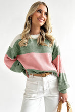 Load image into Gallery viewer, Pink Colorblock Drop Shoulder Pullover Loose Sweater Ti Amo I love you
