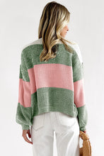 Load image into Gallery viewer, Pink Colorblock Drop Shoulder Pullover Loose Sweater Ti Amo I love you
