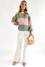 Load image into Gallery viewer, Pink Colorblock Drop Shoulder Pullover Loose Sweater Ti Amo I love you
