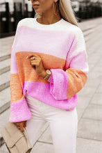 Load image into Gallery viewer, Pink Colorblock Drop Shoulder Pullover Loose Sweater Ti Amo I love you
