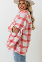 Load image into Gallery viewer, Pink Plus Size Tunic Plaid Sherpa Henley Sweatshirt Ti Amo I love you
