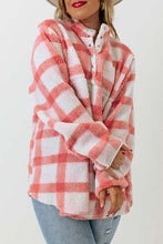 Load image into Gallery viewer, Pink Plus Size Tunic Plaid Sherpa Henley Sweatshirt Ti Amo I love you
