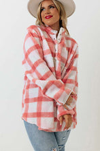 Load image into Gallery viewer, Pink Plus Size Tunic Plaid Sherpa Henley Sweatshirt Ti Amo I love you
