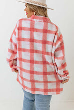 Load image into Gallery viewer, Pink Plus Size Tunic Plaid Sherpa Henley Sweatshirt Ti Amo I love you
