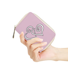 Load image into Gallery viewer, Ti Amo I love you - Exclusive Brand - Melanie Pink - Double White Heart - PU Leather - Zipper Card Holder
