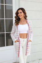 Load image into Gallery viewer, Plaid Fringe Trim Open Front Longline Cardigan Ti Amo I love you
