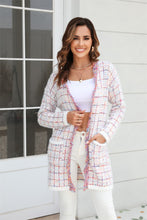 Load image into Gallery viewer, Plaid Fringe Trim Open Front Longline Cardigan Ti Amo I love you
