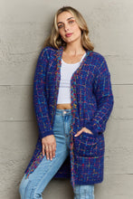 Load image into Gallery viewer, Plaid Fringe Trim Open Front Longline Cardigan Ti Amo I love you
