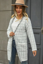 Load image into Gallery viewer, Plaid Fringe Trim Open Front Longline Cardigan Ti Amo I love you
