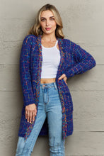 Load image into Gallery viewer, Plaid Fringe Trim Open Front Longline Cardigan Ti Amo I love you
