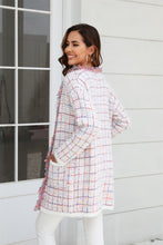 Load image into Gallery viewer, Plaid Fringe Trim Open Front Longline Cardigan Ti Amo I love you
