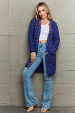 Load image into Gallery viewer, Plaid Fringe Trim Open Front Longline Cardigan Ti Amo I love you
