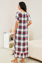 Load image into Gallery viewer, Plaid Lace Trim Ruffle Hem Night Dress Ti Amo I love you
