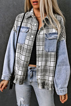 Load image into Gallery viewer, Plaid Pocketed Snap Down Denim Jacket Ti Amo I love you
