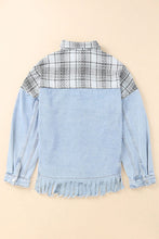 Load image into Gallery viewer, Plaid Pocketed Snap Down Denim Jacket Ti Amo I love you
