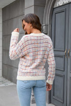 Load image into Gallery viewer, Plaid Round Neck Long Sleeve Pullover Sweater Ti Amo I love you
