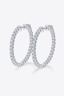 Platinum-Plated Moissanite Huggie Earrings Ti Amo I love you