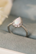 Load image into Gallery viewer, Platinum-Plated Opal Pear Shape Ring - Sizes 5-10 Ti Amo I love you
