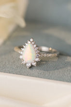 Load image into Gallery viewer, Platinum-Plated Opal Pear Shape Ring - Sizes 5-10 Ti Amo I love you
