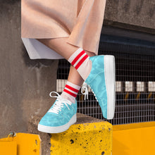 Load image into Gallery viewer, Ti Amo I love you - Exclusive Brand  - Aquamarine Blue, Downy, Spray Camouflage Low Top Unisex Sneakers
