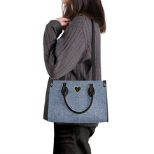 Load image into Gallery viewer, Ti Amo I love you - Exclusive Brand - Light Slate Grey Denim - Luxury Womens PU Tote Bag - Black Straps
