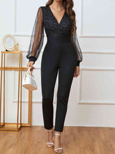 Load image into Gallery viewer, Plunge Long Sleeve Jumpsuit Ti Amo I love you
