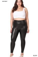 Load image into Gallery viewer, Plus High Rise Faux Leather Leggings Ti Amo I love you
