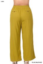 Load image into Gallery viewer, Plus Linen Drawstring-Waist Pants with Pockets Ti Amo I love you
