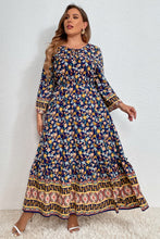 Load image into Gallery viewer, Plus Size Bohemian Round Neck Maxi Dress Ti Amo I love you
