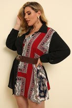 Load image into Gallery viewer, Plus Size Color Block Button Front Shirt Ti Amo I love you
