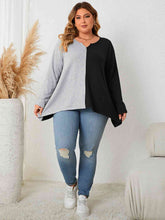 Load image into Gallery viewer, Plus Size Contrast Notched Neck T-Shirt Ti Amo I love you
