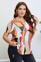 Load image into Gallery viewer, Plus Size Cutout Short Sleeve Blouse - Sizes 1XL-4XL Ti Amo I love you
