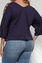 Load image into Gallery viewer, Plus Size Cutout Three-Quarter Sleeve Blouse Ti Amo I love you
