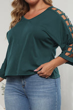 Load image into Gallery viewer, Plus Size Cutout Three-Quarter Sleeve Blouse Ti Amo I love you
