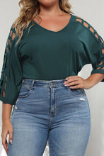 Load image into Gallery viewer, Plus Size Cutout Three-Quarter Sleeve Blouse Ti Amo I love you
