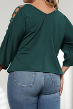 Load image into Gallery viewer, Plus Size Cutout Three-Quarter Sleeve Blouse Ti Amo I love you
