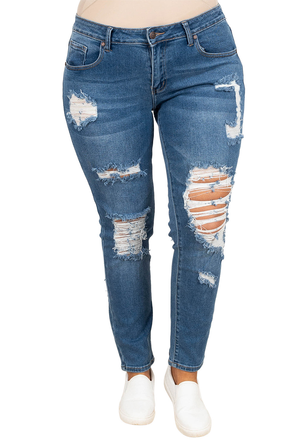 Plus Size Distressed Ripped Skinny Jeans Ti Amo I love you