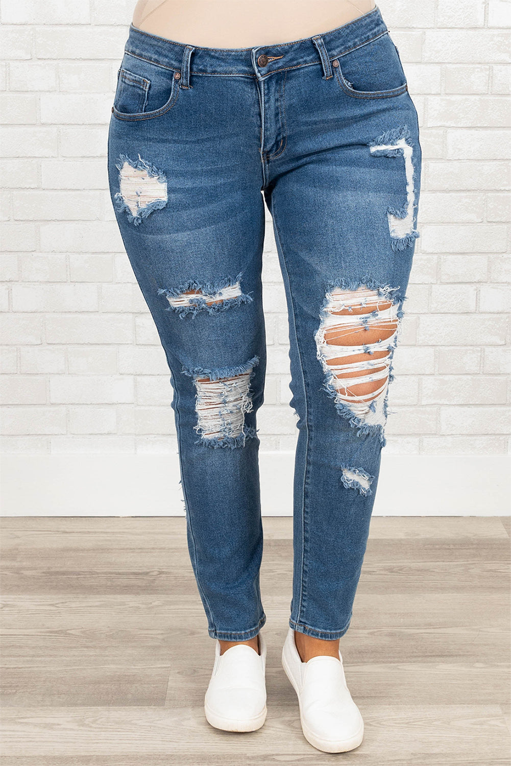 Plus Size Distressed Ripped Skinny Jeans Ti Amo I love you