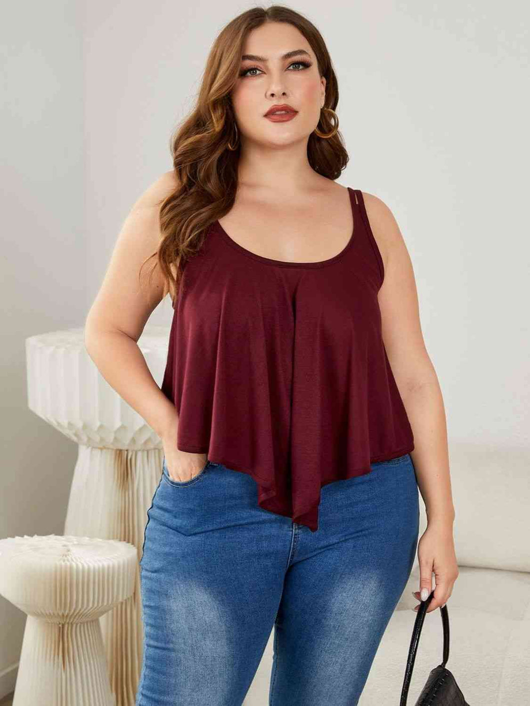 Plus Size Double-Strap Scoop Neck Cami Ti Amo I love you