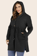 Load image into Gallery viewer, Plus Size Drawstring Waist Hooded Cardigan with Pockets Ti Amo I love you
