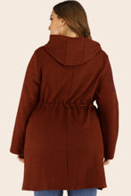 Load image into Gallery viewer, Plus Size Drawstring Waist Hooded Cardigan with Pockets Ti Amo I love you
