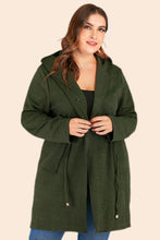 Load image into Gallery viewer, Plus Size Drawstring Waist Hooded Cardigan with Pockets Ti Amo I love you
