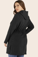 Load image into Gallery viewer, Plus Size Drawstring Waist Hooded Cardigan with Pockets Ti Amo I love you
